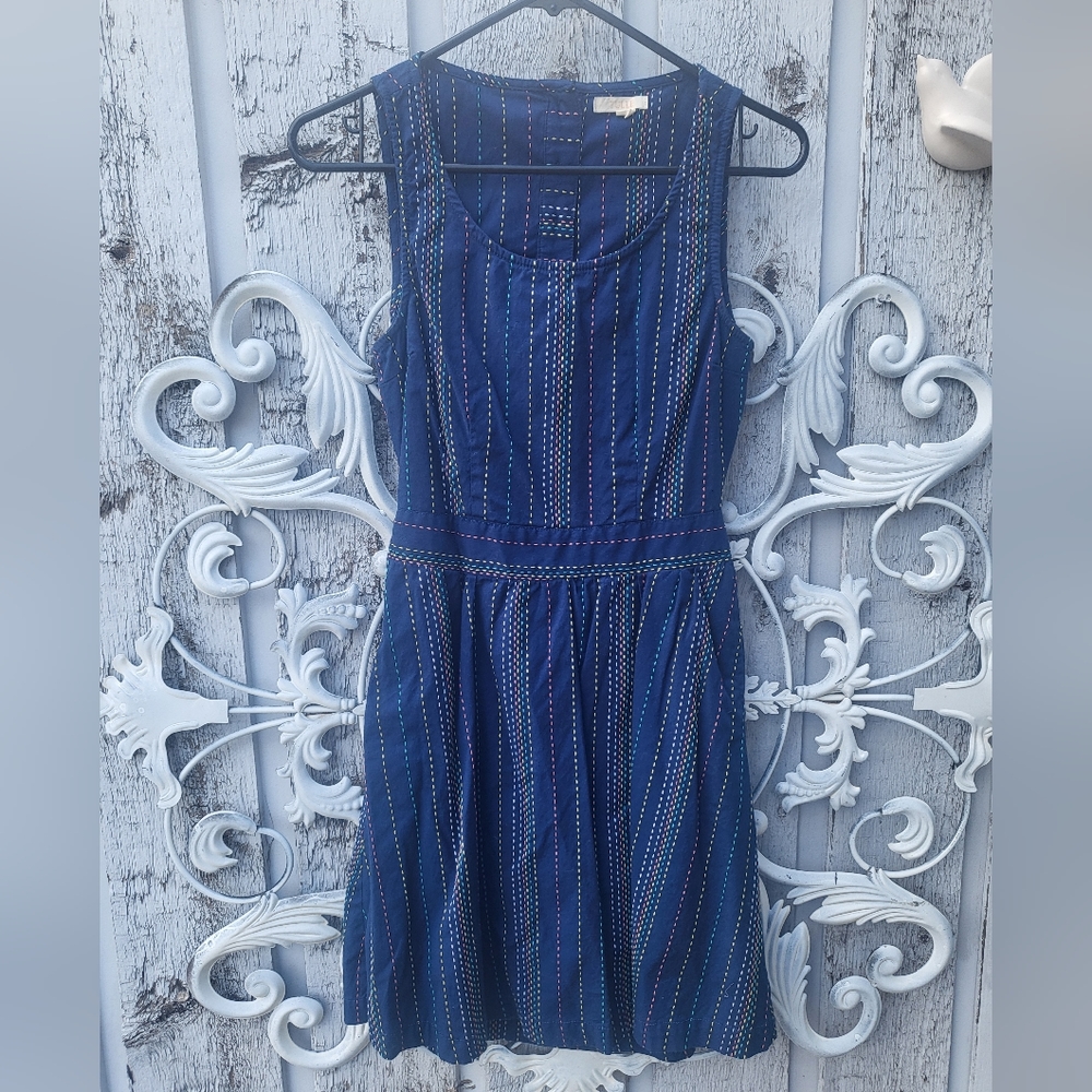Anthropologie Blue mini dress with cut out back